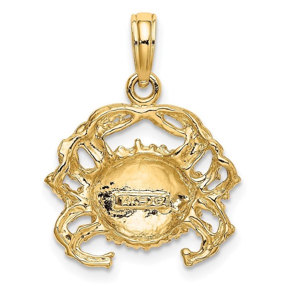 Million Charms 14k Yellow Gold Crab Necklace Charm Pendant - Picture 3 of 3